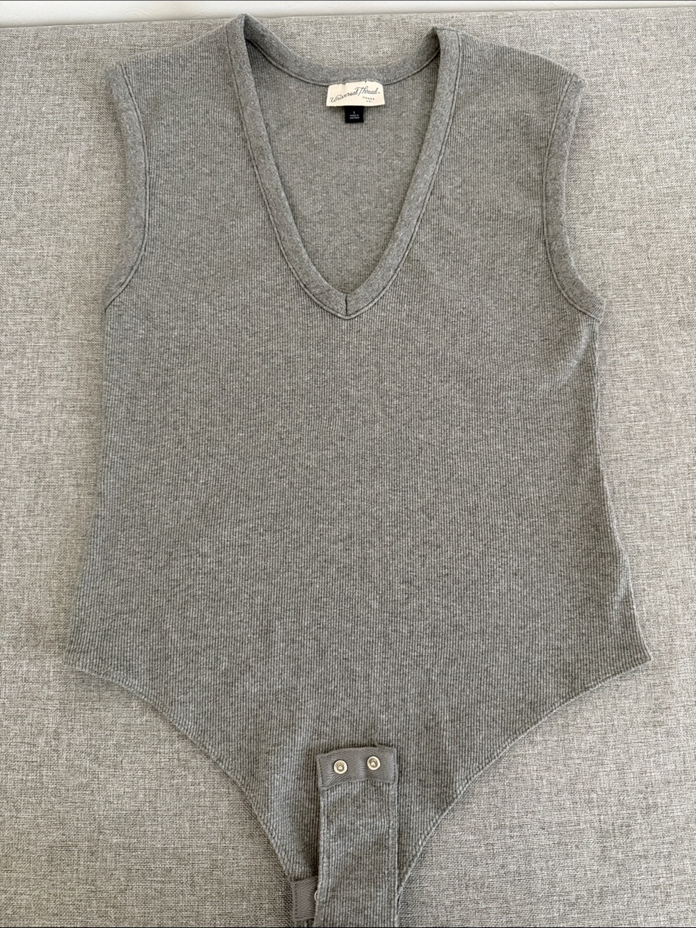 Universal Thread Gray Ribbed V-Neck Sleeveless Bodysuit
